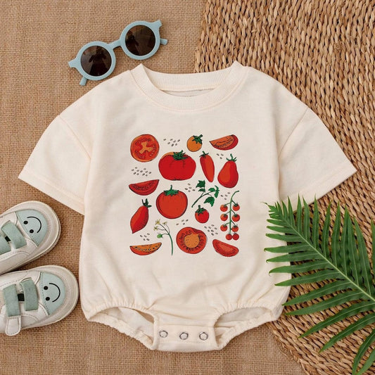 Tomato Baby Bodysuit, Cottagecore Infant Clothing, Vegan Baby Gift, Funny Tomato, Vegan Shirt, Cute Natural Baby, Retro Summer, Newborn